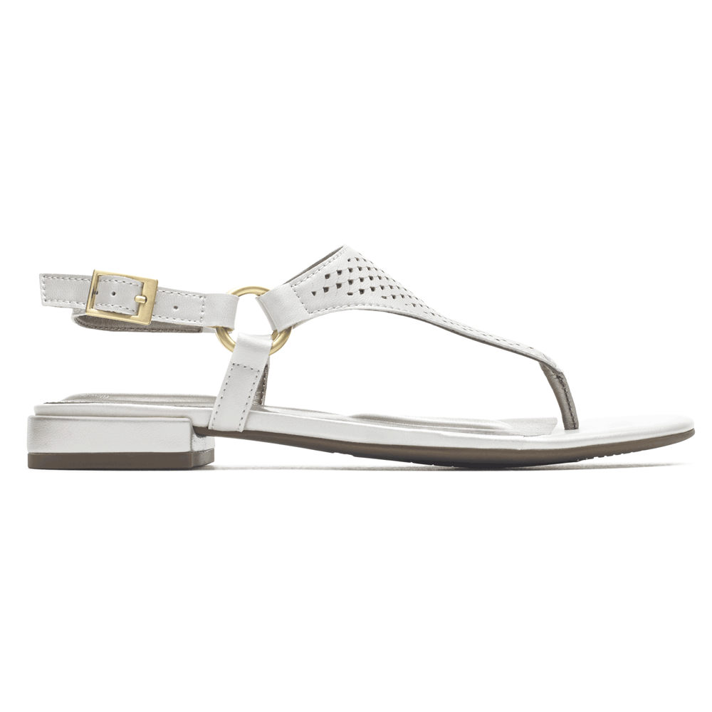 Sandalias Rockport Mujer Mexico - Total Motion Zosia Thong Blancos - EHMRK6923